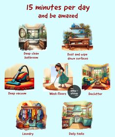 a poster with pictures of different rooms and things to do in the house for kids