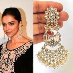 Deepika Padukone inspired Bollywood Kundan Earrings/Indian/pearl Earring/Pakistani/Statement Earrings/Long chandelier/bridal/Indian wedding Style 1 - length 4.5 width 2.25 inches Style 2 - length 4 width 2.3 inches Arrives in a gift box Color, shades, texture displayed may slightly vary from the actual product due to digital image limitations. We request you to consider these minor variations. Please expect the possibility of some slight imperfections when buying handmade jewelry. If you have an Kundan Bridal Earrings With Pearl Drop For Wedding, Elegant Wedding Chandelier Earrings With Stone Work, Glamorous Wedding Earrings For Festive Occasions, Glamorous Wedding Earrings For Festive Season, Glamorous Festive Wedding Earrings, Festive Bridal Pearl Drop Earrings For Wedding, Festive Wedding Pearl Drop Bridal Earrings, Bollywood Style Pearl Drop Chandelier Earrings For Reception, Bollywood Pearl Drop Chandelier Earrings For Receptions