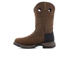 Genuine Crazy Horse Leather, Pull on entry, Steel toe, Removable insole, Rubber, slip resistant outsole, Met Guard | Men's Frye Supply Met Guard Western Safety-Crafted Boot Work Boot in Brown/Black Size 7.5 Wide Slip-on Steel Toe Outdoor Boots, Outdoor Slip-on Steel Toe Boots, Rugged Slip-on Slip-resistant Boots, Outdoor Waterproof Boots With Snip Toe, Leather Boots With Slip-resistant Secure Fit, Western Brown Slip-resistant Boots, Western Slip-resistant Boots For Outdoor Activities, Western Safety Boots With Round Toe, Rugged Slip-on Boots With Branded Insole