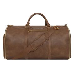 Carry On Garment Bag for Travel, Convertible Garment Duffel Bag with Shoe Compartment, Multifunctional Travel Bags for Women and Men, Size: One Size.  Color: Brown.  Gender: unisex.  Age Group: adult. Large Capacity Brown Duffle Bag For Travel, Brown Large Capacity Travel Bag With Double Handle, Brown Large Capacity Duffle Bag For On-the-go, Multifunctional Travel Bag, Rectangular Leather-lined Duffle Bag For Overnight Trips, Brown Leather-lined Duffle Bag For Trip, Garment Bag, Travel Bags For Women, Best Amazon