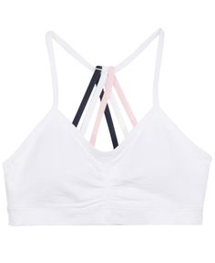 Styled with pretty details like a ruched front and multi-strap back, Maidenform's pullover crop bra is an essential. Crop style Ruched at chest Multi-strap design at back Nylon/polyester/spandex Machine washable Imported Spring Strappy Sports Bra With Built-in Bra, Trendy White Sports Bra With Built-in Bra, Sporty Stretch Crop Top With Straps, Fitted Strappy Sports Bra With Multiple Straps, Stretch Bra With Crisscross Straps And Cross Back, Stretch Bra With Crisscross And Cross Back Straps, Stretch Cross Back Bra With Crisscross Straps, Stretch Sports Bra With Multiple Straps And Cross Back, Sporty Stretch Crop Top With Adjustable Straps