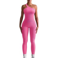 New Product 90% Nylon, 10% Polyester Imported Pull On Closure Machine Wash 90%Nylon+10% Spandex.Ribbed One Shoulder Sleeveless Jumpsuits [Main Fabric] - This Ribbed Jumpsuits Made With Soft Fabric.High Elasticity, Comfortable, Breathable,The 4-Way Stretch To Promote Both Compression And Butt Lifting, Provide Support To The Upper Leg Muscles And Reduce Muscle Vibrations [Thick Material]-Elastic Yoga Jumpsuits Are Very Comfy To Wear, Designed With Ribbed Textured Tummy Control Contours Your Curves High Stretch Pink Nylon Activewear, Sleeveless Stretch Unitard Sportswear, Stretch Sleeveless Sportswear Unitard, Sleeveless Stretch Sportswear Unitard, Pink Nylon Activewear For Pilates, Pink Stretch Unitard For Sports, Pink Stretch Jumpsuits And Rompers For Gym, Pink Jumpsuits And Rompers For Gym, Stretch Nylon Unitard For Gym