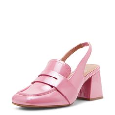 PRICES MAY VARY. Square toe Penny keeper detail Synthetic and rubber lining Spot clean Heels Light Pink, Loafer Pumps, Ralph Lauren Style, Wedding Watch, Fashion High Heels, Madden Girl, Heeled Loafers, Toe Designs, Gifts For Teens