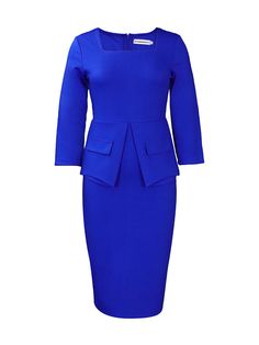 Material: Made of 50-70% Polyester and Spandeax.Design: Solid color. zip up. half Sleeve. split. square neck. fake pocket. bodycon. midi dresses. Style: Office. Casual Fitted Long Sleeve Midi Dress With Pockets, Fitted Office Dresses With Pockets, Office Fitted Dress With Pockets, Knee-length Midi Dress With Pockets For Office, Office Midi Dress With Pockets Knee-length, Office Knee-length Midi Dress With Pockets, Formal Fitted Midi Dress With Pockets, Fitted Midi Dress With Pockets For Formal Occasions, Fitted Blue Dresses With Side Pockets