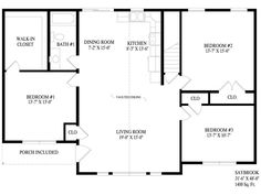 the floor plan for a two bedroom house