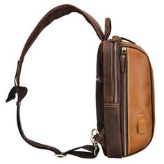 Woosir Mens Shoulder Crossbody Bag Brown Brown Satchel Chest Bag For Business, Business Brown Crossbody Chest Bag, Brown Crossbody Chest Bag For Business, Casual Business Chest Bag With Cell Phone Pocket, Brown Chest Bag For Daily Use, Brown Portable Chest Bag For Everyday Use, Brown Shoulder Chest Bag For Travel, Brown Portable Chest Bag For Daily Use, Portable Brown Satchel Chest Bag