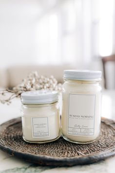 Our handmade in-house candles made of coconut wax and scented oils. SUNDAY MORNING-white tea + ginger + jasmine Choose from size: SM. Mason Jar: 8 oz. LG Mason Jar: 16 oz. Frost Jar: 14 oz. (2 cotton wick) Matriarch 48 oz. (3 cotton wick) Flowy Mini Dress, Bodysuit Blouse, Mason Jar Candles, Accessories Bags Shoes, Scented Oils, Home Candles, Cropped Denim Jacket, Candle Shop, Strapless Tops