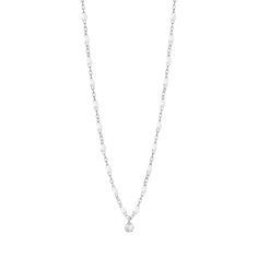 Gigi Clozeau - Gigi Supreme Classic 1 Diamond Necklace, White, White Gold, 16.5 Timeless Single Strand Sterling Silver Necklace, Luxury White Necklace With Delicate Chain, White Luxury Necklace With Delicate Chain, Timeless Single Strand Sterling Silver Necklaces, Timeless White Gold Necklace For Everyday Luxury, Timeless Everyday Luxury White Gold Necklace, Timeless Briolette White Gold Necklace, Timeless Briolette Necklace For Anniversary, Timeless White Briolette Jewelry