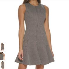 You'll Look Effortlessly Poised In This Sleeveless Dress That Features A Subtle Knit Pattern And A Swingy, Ruffled Hem. Size 8: 36'' Long From High Point Of Shoulder To Hem 66% Polyester / 27% Viscose / 7% Elastane Dry Clean Fitted Flattering Sleeveless Spring Dress, Fitted Sleeveless Dress For Spring, Sleeveless Fit And Flare Dress With Ruffle Hem, Sleeveless Fit And Flare Ruffled Dress, Ruffled Sleeveless Dress For Workwear, Flattering A-line Sleeveless Dress For Spring, Casual Fitted Sleeveless Lined Dress, Chic A-line Tommy Hilfiger Dress, Fitted Sleeveless Tommy Hilfiger Dress