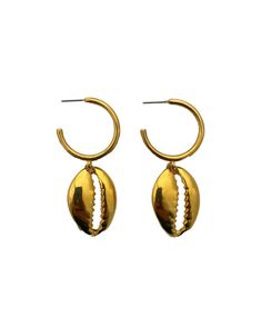 Adding cowrie shell hoops earrings to a wardrobe can provide a rich and multi-faceted sense of tactile elements, cultural resonance, visual aesthetics, and personal expression. Whether you're dressed casually or you want to add an earthy element to a more formal look, these earrings can complement a variety of styles. - Materials: 24K gold plated over brass  - Dimensions: length 5.80 cm / width 2 cm - The earrings come nicely packed in a beautiful jewellery box - Worldwide Shipping since: London Shell-shaped Yellow Gold Earrings Gift, Shell Hoop Earrings, Visual Aesthetics, Hoops Earrings, Formal Look, Cowrie Shell, Shell Earrings, Christmas Jewelry, London Uk