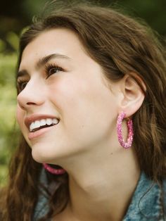 Add a little sparkle and shine in our ultra lightweight rainbow glitter hoops. Also available in pink glitter. All that glitters 💫 Pink Hoop Earrings For Spring, Cute Small Hoop Pink Jewelry, Pink Small Hoop Earrings In Cute Style, Cute Small Hoop Pink Earrings, Cute Small Pink Hoop Earrings, Trendy Pink Glitter Earrings, Pink Hoop Earrings For Party, Glitter Jewelry Gift, Glitter Jewelry For Gifts