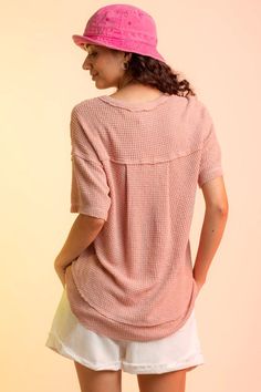 Get ready to journey in style with our Journi Waffle-Knit Top! This playful top comes in a variety of colors to match your unique personality. With its cozy waffle-knit fabric and versatile design, you'll have endless outfit possibilities. Perfect for casual outings or lazy days at home. Pick your color and start exploring! Features: Waffle-Knit, Pocketed Sheer: Opaque Stretch: No stretch Material composition: 100% polyester Care instructions: Machine wash cold. Tumble dry low. Imported Size US Textured Cotton Tops For Spring, Textured Crew Neck Tops For Fall, Soft Knit V-neck Top, Textured Crew Neck Top For Layering, Spring Crew Neck Soft Knit Top, Spring Soft Knit Crew Neck Top, Trendy Spring Tops With Soft Texture, Trendy Textured Tops For Spring, Waffle Knit V-neck Tops