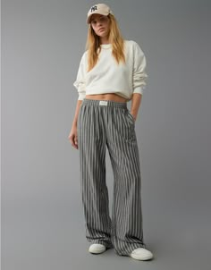 Fun Pants Women, Baggy Wide Leg Lounge Pants, Comfortable Wide-leg Loungewear Bottoms, Women’s Sweatpants, Oversized Wide-leg Lounge Pants, Casual Striped Wide Leg Loungewear Pants, Effortless Wide-leg Loungewear Pants, Comfy Party Outfit, Versatile Wide-leg Lounge Pants