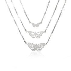 Description:3 Pieces Butterfly Necklace SetSpecifications:Material: stainless steelColors: Gold,SilverSize: 36 cm - 55.5 cm (details as per size chart picture)Weight: 12 g/set Catch everyone's eye with this 3-piece butterfly necklace set! Perfect for any outfit, these unique necklaces offer a playful touch with their fluttering butterfly pendants. Add a whimsical touch to your style with this one-of-a-kind set. Butterfly Necklaces, Jewelry Cute, Pendant Choker, Butterfly Pendant Necklace, Neck Jewellery, Necklace Craft, Cute Butterfly, Girl Jewelry, Enamel Bracelet