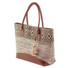 Natural Cotton and Black Diamond Motif Leather Accent Tote - Mayan Chic | NOVICA Fall Nyc Outfits, Fall Nyc, Nyc Outfits, Leather Design, Cotton Totes, Cotton Tote Bags, Sewing Bag, Natural Cotton, Black Diamond