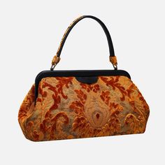 Burnout Velvet Orange Flap Satchel Carpetbag of America Hippie Goth, Large Travel Bag, Work Tote Bag, Burnout Velvet, Carpet Bag, Mens Travel Bag, Punk Vintage, Bag Stand, Structured Design