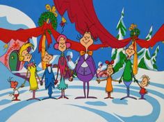 the cartoon family is dressed up in their christmas attire and holding hands with each other