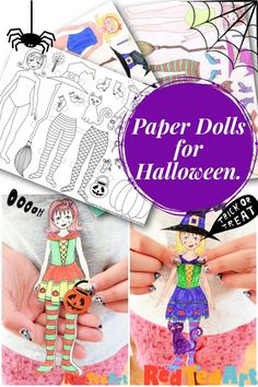 paper dolls for halloween with text overlay