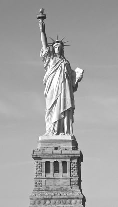 black and white photograph of the statue of liberty