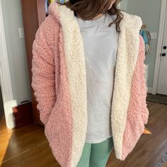 Reversible Fluffy Teddy Bear Pink And Ivory Jacket - So Soft And Cozy - And It’s Reversible!!! What Else Could You Ask For?! All Proceeds Directly Support Our Non-Profit That Supports Women In Male-Dominated Fields. Www.Agirlnamedearle.Com Non-Smoking, Teenager (5) And Pup (1 Non-Shedding) Friendly Home Pink Outerwear With Fleece Lining For Cold Weather, Cozy Pink Outerwear With Faux Fur Lining, Pink Fleece-lined Outerwear For Spring, Pink Spring Outerwear With Fleece Lining, Casual Pink Outerwear With Faux Fur Lining, Burgundy Faux Fur Coat, Pink Fluffy Jacket, Oversized Sherpa Jacket, Teddy Bear Pink