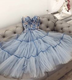 Blue tulle lace short prom dress hoco dress · Dress idea · Online Store Powered by Storenvy New Prom Dresses, Formal Ball Gown, Blue Dress Formal, Lace Prom Dress, Blue Tulle, Lace Homecoming Dresses, Short Prom Dress, Lace Short, Prom Gowns