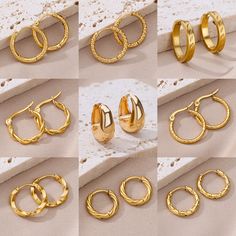 Size (Length * Width) : 27mm * 20mm Model Number : 006 Gender : Women Shape\pattern : Round Material : Metal Style : TRENDY Metals Type : STAINLESS STEEL Earring Type : hoop earrings Fine or Fashion : fashion Item Type : EARRINGS dropshipping : dropshipping wholesale : wholesale WHAT ABOUT REFUND?   Fast refund,100% Money Back Guarantee. If your product is defective or doesnt work properly, let us know and well send you a replacement one. We believe in our products so much that we offer a 30-day Shein Jewelry, Jewelry Content, Latest Gold Ring Designs, Gold Ring Design, Silver Anklets Designs, Italian Woman, Small Earrings Gold, Minimalistic Jewelry, Chunky Gold Hoop Earrings