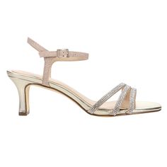 Whether you're attending a formal black tie event or dressing for a Friday night out, Bettany by Nina will complement and enhance your look. The low heel offers comfort and support and paired together with the sparkling rhinestone vamp strap adds an element of sophistication and elegance to your outfit. A versatile sandal addition to any fashion shoe wardrobe. $88.95 Fitted Low Heel Sandals For Prom, Elegant Holiday Sandals With Ankle Strap, Elegant Ankle Strap Sandals For Holiday, Glamorous Formal Sandals With Padded Heel, Elegant Sandals With Heel Strap For Prom, Elegant Low Heel Sandals For Formal Occasions, Elegant Sandals For Night Out, Elegant Formal Sandals With Rhinestones, Formal Holiday Ankle Strap Sandals