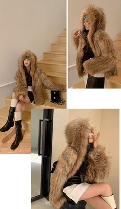 This fur jacket is very comfortable, and it looks super-cool. This jacket is highly appreciated among women for its creditable design. This attractive jacket will add style to your winter look. This casual-style jacket will help to stay cozy and stylish. It comes in an exuberant tint and is made with fine-quality raccoon dog fur. Specifications Style: Casual Season: Winter Outerwear Type: Real Fur Origin: Mainland China Material: Fur,Raccoon Dog Fur Gender: WOMEN Brand Name: GeraldBlack Bust-80- Fluffy Mink Outerwear For Cold Weather, Brown Fur Coat With Faux Fur Trim For Winter, Trendy Winter Outerwear With Faux Fur Trim, Mink Outerwear For Cold Winter Weather, Winter Mink Outerwear For Cold Weather, Trendy Fluffy Long Sleeve Outerwear, Fluffy Fur Coat For Cold Weather In Fall, Brown Fluffy Long Sleeve Fur Coat, Trendy Fluffy Outerwear For Fall