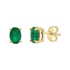 3.80 Carat Emerald Diamond 14 Karat Gold Oval Stud Earrings For Sale at 1stDibs Raw Stone Earring, Emerald Green Earrings, Oval Stud Earrings, September Birthstone Jewelry, Rose Gold Studs, Opal Earrings Stud, Opal Studs, Stud Jewelry, Gold Diamond Earrings