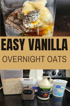 vanilla overnight oats Overnight Oats Vanilla Yogurt, Overnight Oats Greek Yogurt, Chia Seed Overnight Oats, Yogurt Chia Seeds, Oats With Yogurt