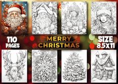 christmas coloring pages for adults and children with santa claus, snowman, tree, gifts