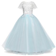 For every special occasion, our daughter deserves a spotlight to be noticeably beautiful in the dress they wear. Here is our Ribbon and Lace Princess Long Dress to give your daughter that classical elegance of beauty that mesmerizes the crowd. A simple yet noticeably superb outfit for a special event. Features: Three-quarter long sleeve Zipper type lock See-through lace design details Accentuated with ribbon and bow belt Ankle-length dress Light-weight comfy dress gown Best worn with a petticoat Blue Fitted Elegant Princess Dress, Elegant Fitted Blue Princess Dress, Princess Lace Dress For Prom Season, Princess Style Lace Prom Dress, Elegant Princess Dress For Wedding And Prom Season, Princess Style Short Sleeve Wedding Dress, Fitted Gown With Lace Bodice For Dress-up, Elegant Tulle Wedding Holiday Dress, Elegant Wedding Holiday Dress In Tulle