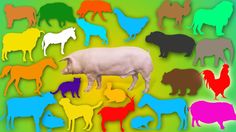 a group of different colored animals standing next to each other on a green and yellow background