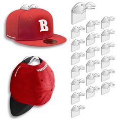 PRICES MAY VARY. Get Transformed with the Revolutionary 2-in-1 Hat Hook- Uniquely patented design allows you to display your baseball caps in two distinct ways. You can effortlessly hang them by their adjustable straps or proudly show off your favorite teams and brands on the front by hanging from the button - a feature not seen in other wall hat racks for baseball caps. Just Peel and Stick with No Damage to Walls - The self-adhesive baseball hat organizer for wall is designed to make organizing Wall Hat Racks Baseball Caps, Wall Cap Hanger, Baseball Hat Storage Back Of Door, Boys Baseball Cap Storage, Baseball Hat Shelves, Size To Fit Baseball Hat For Cricut Hat Press, Mens Hat Storage In Closet, Cheap Flat Brim Baseball Cap As Gift, Baseball Hat Retail Display