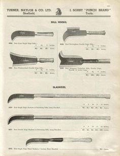 an old book with different types of knives