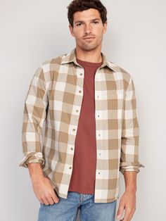 The Everyday Shirt for men is the button-down that puts in work eight days a week.  Spread collar.  Seamed back yoke, with center box pleat.  Long sleeves, with buttoned cuffs and buttoned sleeve plackets.  Patch pocket at left side of chest.  Soft-w Plaid Shirt Men, Blue Gingham, Slim Fit Men, Shirt Men, Plaid Shirt, Chest Pocket, Patch Pocket, Fashion Ideas, Old Navy