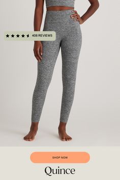 From yoga days to lounge days, our Pocket Leggings are light and breathable, letting you focus on your flow. Quick-drying, moisture-wicking, anti-microbial fabric with the 4-way stretch you love keep you comfortable all day long. Plus, the hidden waistband pocket fits a card or a key for unencumbered outdoor activities.  | Quince | Women's Ultra-Soft High-Rise Pocket Legging in Heather Grey, Size XL, 100% Polyester Yoga Day, Low Impact Workout, Pocket Leggings, Quince, Moisture Wicking, Outdoor Activities, Heather Grey, Fabric Design, High Rise