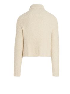 Alpaca blend bouclé sweater, with a high neck, long sleeves with finger hole details. Composition: 90% cashmere 10% polyamide Boucle Sweater, Latest Sweater, Beige Sweater, Hooded Sweater, Zip Sweater, White Sweaters, Blue Sweaters, Flip Flop, Grey Sweater