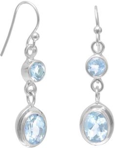 Polished sterling silver french wire earringsfeatures a 9mm x 6mmand a 5mm blue topaz drop. Earrings have a hanging length of 34mm. 925 Sterling Silver French Wire Earrings, Blue Topaz Jewelry, Blue Topaz Necklace, Blue Topaz Earrings, Topaz Earrings, French Wire, Wire Earrings, Black Crystals, Silver Charms