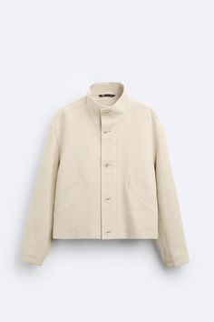 LINEN - COTTON JACKET - Beige | ZARA United States Cotton Outerwear With Button Closure In Neutral Color, Neutral Cotton Outerwear With Button Closure, Casual Linen Outerwear With Button Cuffs, Casual Linen Outerwear With Buttoned Pockets, Classic Linen Outerwear With Buttoned Pockets, Neutral Single-breasted Cotton Blazer, Spring Linen Utility Jacket With Pockets, Spring Linen Utility Jacket With Patch Pockets, Collared Cotton Cropped Jacket With Pockets