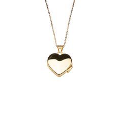 14k Heart Locket Necklace. Carry memories close with our 14k yellow gold heart locket that opens with a snap clasp to present two photos. Suspended from our signature 14k cable chain necklace, this beautiful heart locket can be engraved on the front for a personalized gift. We recommend 1 - 3 letters. Design your own engraving! Tap the button above to explore your own unique engraving options. Material: 14k Solid Gold. Dimensions: 20mm x 15mm Chain: 14k Cable Chain 14k Gold Heart Pendant Locket For Anniversary, 14k Gold Heart Pendant Keepsake Jewelry, 14k Gold Heart-shaped Locket, 14k Gold Heart Pendant Locket, 14k Gold Heart Locket Jewelry, Heart-shaped 14k Gold Locket, 14k Gold Heart Pendant Jewelry For Keepsake, Classic 14k Gold Jewelry For Keepsake, 14k Gold Heart Charm Locket Pendant Necklace