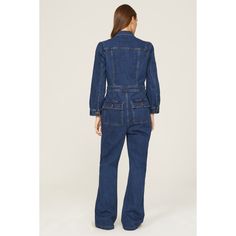 Blue denim (99% Cotton, 1% Elastane). Jumpsuit. Long sleeves. Collar. Front button closure. 32" inseam. 12" rise. Imported. Jumpsuit Long, Flared Denim, Rent The Runway, Closet Designs, Denim Flares, Denim Jumpsuit, Madewell, Blue Denim, Jumpsuit