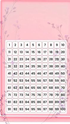 a pink square with numbers on it and flowers in the middle, as well as an image