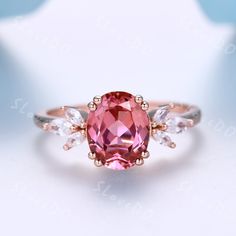 Oval Padparadscha Pink Sapphire,Pink Sapphire Engagement Ring,Moissanite Wedding Bridal Promise Ring,Rose Gold Women Anniversary Ring Gift You are looking at a vintage,Padparadscha Pink Sapphire  Engagement Ring,band stone is moissanite . A perfect anniversary gift, birthday gift,wedding engagement ring.Great as a gift for her. Ring Information Main Stone *,Padparadscha Pink Sapphire  *6x8mm oval cut *Setting:8-prong Stone On the Band *moissanite Metal * Solid 10k 14k &18k.platinum *Color:white gold,yellow gold,rose gold. Custom Order *The main stone can be other gemstones you can imagine,any birthstone can be made.Please contact me if you need this service. *Any size *I can also design the matching band. Other *Rush order *Engraving *Payment plans Processing Time *Handmade jewelry normall Pink Oval Ring, Sapphire Engagement Ring Pink, Pink Moissanite Diamond Ring As Gift, Pink Moissanite Ring For Gift, Pink Moissanite Rings As Gift, Pink Moissanite Ring Gift, Pink Diamond Ring With Halo Setting For Wedding, Pink Moissanite Diamond Ring For Anniversary, Pink Diamond Ring With Rose Cut Diamonds For Wedding