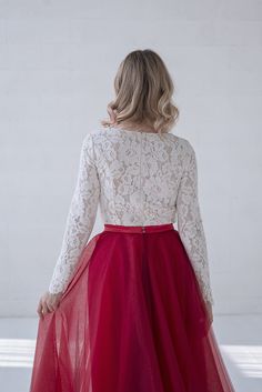 "Default features of this skirt: * It consists 3 tulle layers, fully lined in bridal satin. * Not gathered at the waist, completely flat. * Slim A line silhouette. * Non hand dyeable, but a vast color selection available. * Lining in half circle, wide and flowing. * Features a default train of 16\" or 40cm, can be slightly longer, shorter or none at all. * Tailored satin waistband, 1\" or 2.5cm waistband by default, matches the inner layers of the skirt by default, but can also be done otherwise Elegant Red Dress With Tulle Skirt, Elegant Tulle Flared Skirt Dress, Elegant Pleated Full Tulle Skirt, Elegant Bridesmaid Dress With Flared Skirt, Flared Tulle Wedding Dress, Wedding Tulle Flared Dress, Elegant Wedding Dress With Lined Skirt, Elegant Red Tiered Skirt Dress, Elegant Tulle Dress With Lined Skirt