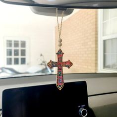 Stained Glass Acrylic Cross Rearview Mirror Charm-Home - Faith Based-Ashley Lariscy-Peachy Keen Boutique, Women's Fashion Boutique, Located in Cape Girardeau and Dexter, MO Christian Car Decor, Rearview Mirror Charm, Happy Everything, Rear View Mirror Charm, Future Car, Rearview Mirror, Faith Based, Rear View Mirror, Rear View