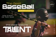 a young baseball player holding a bat over his shoulder and wearing a helmet with the words, the best baseball championship on it