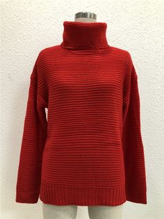 FREE SHIPPING Pullover Women's Jumper Turtleneck Red Sweater Jumper Warm Christmas Sweater thick Winter Cable Knitted Oversized Sweater JKP2321 Cozy Red Sweater For Cold Weather, Cozy Red Winter Sweater, Red Knit Sweater For Winter, Red Knitted Acrylic Sweater, Red Soft Knit Winter Outerwear, Winter Red Soft Knit Outerwear, Red Acrylic Knitted Sweater, Cozy Red Acrylic Sweater, Red Sweater For Cold Weather