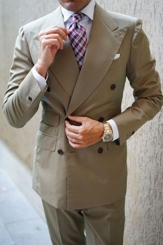 Italian Style Suit, Tan Suit, Blue Necktie, Slim Tie, Casual Tie, Paisley Tie, Plaid Tie, Mens Plaid, Double Breasted Jacket