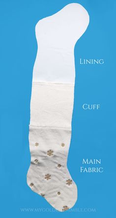 an image of a sock with the words lining, cuff, cuff and main fabric